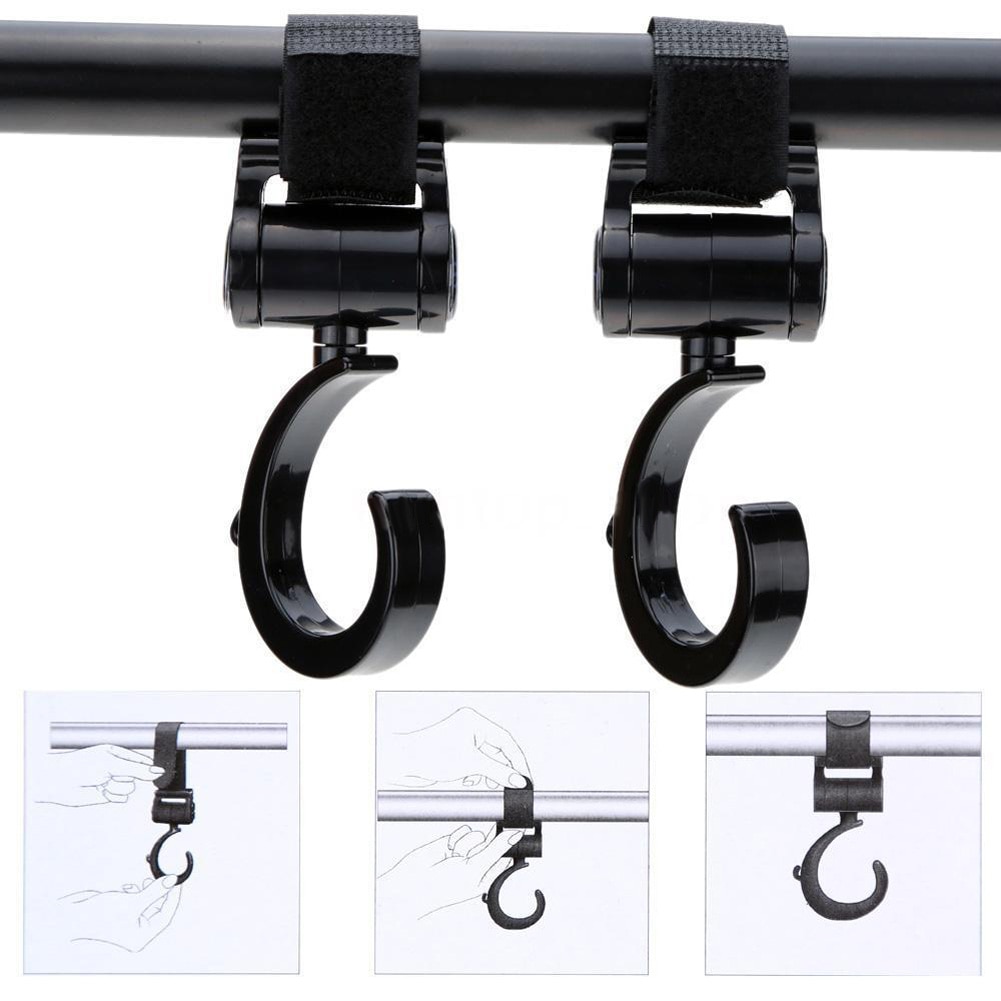 Rotatable Pram Bag Hooks (2pcs)